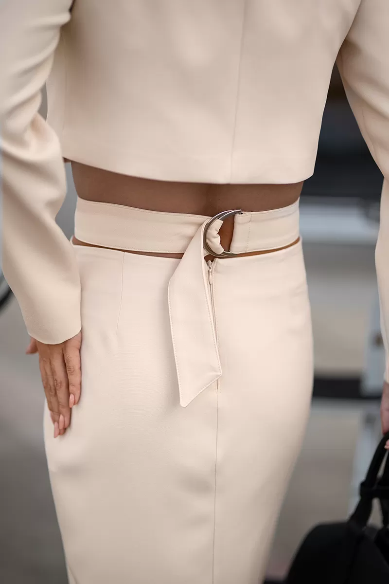 Dot Clothing - Dot Clothing Spencer Set and Beige Pencil Skirt - 2733BEGE Dot Clothing - Dot Clothing Spencer Set and Beige Pencil Skirt - 2733BEGE