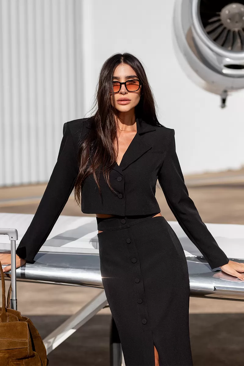 Dot Clothing - Dot Clothing Spencer Set and Black Pencil Skirt - 2733PRETO Dot Clothing - Dot Clothing Spencer Set and Black Pencil Skirt - 2733PRETO