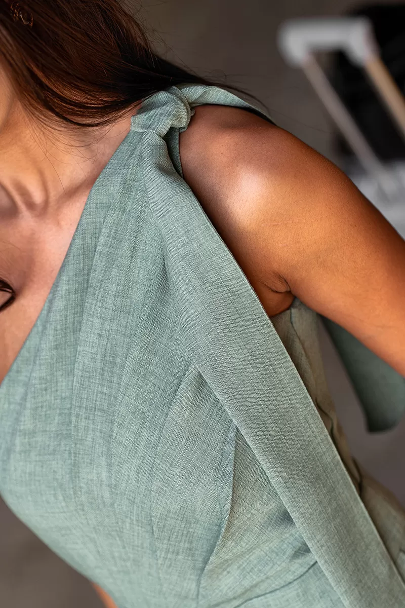 Dot Clothing - Dot Clothing One Shoulder Jumpsuit Green - 2743VERDE Dot Clothing - Dot Clothing One Shoulder Jumpsuit Green - 2743VERDE