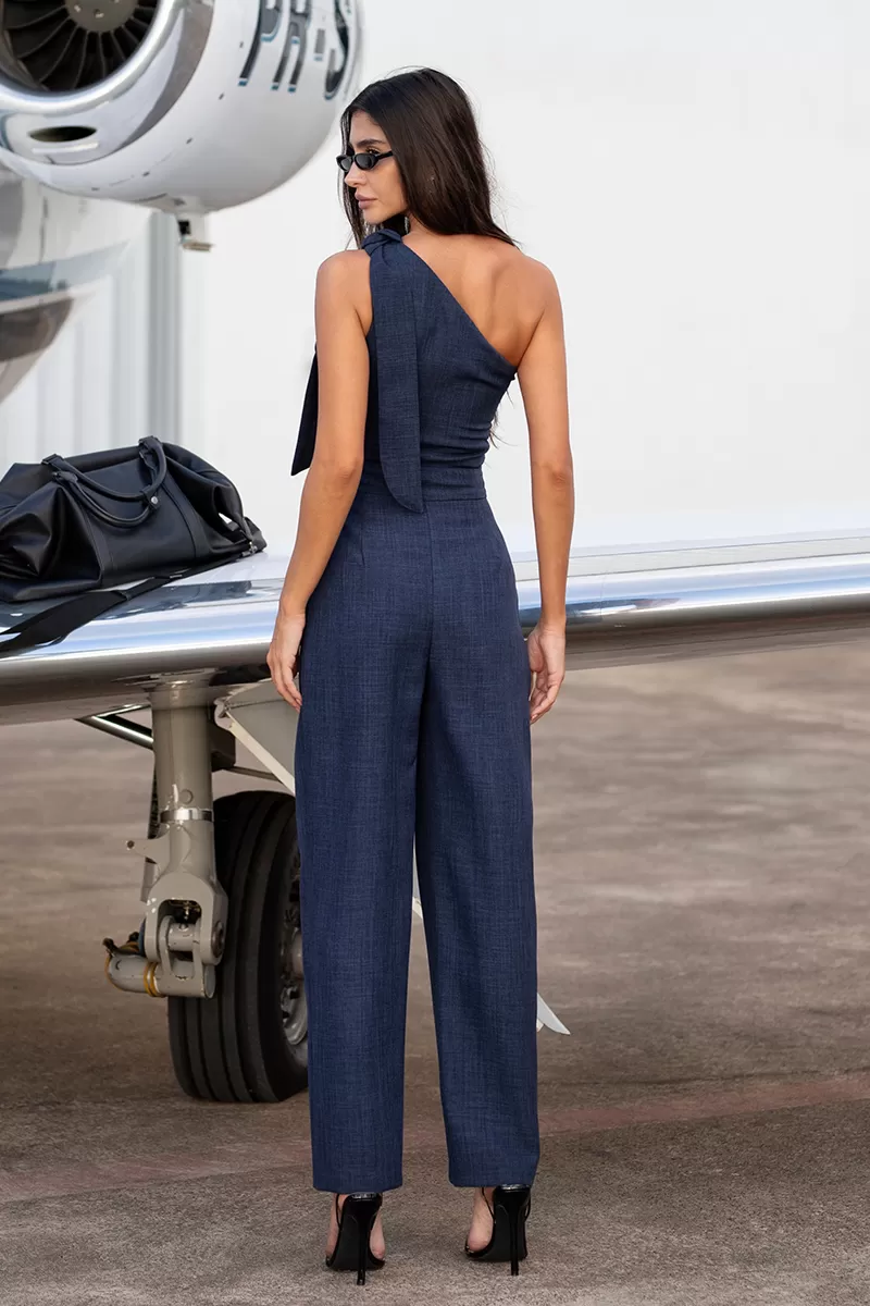 Dot Clothing - Dot Clothing One Shoulder Jumpsuit Navy Blue - 2743AZUL Dot Clothing - Dot Clothing One Shoulder Jumpsuit Navy Blue - 2743AZUL