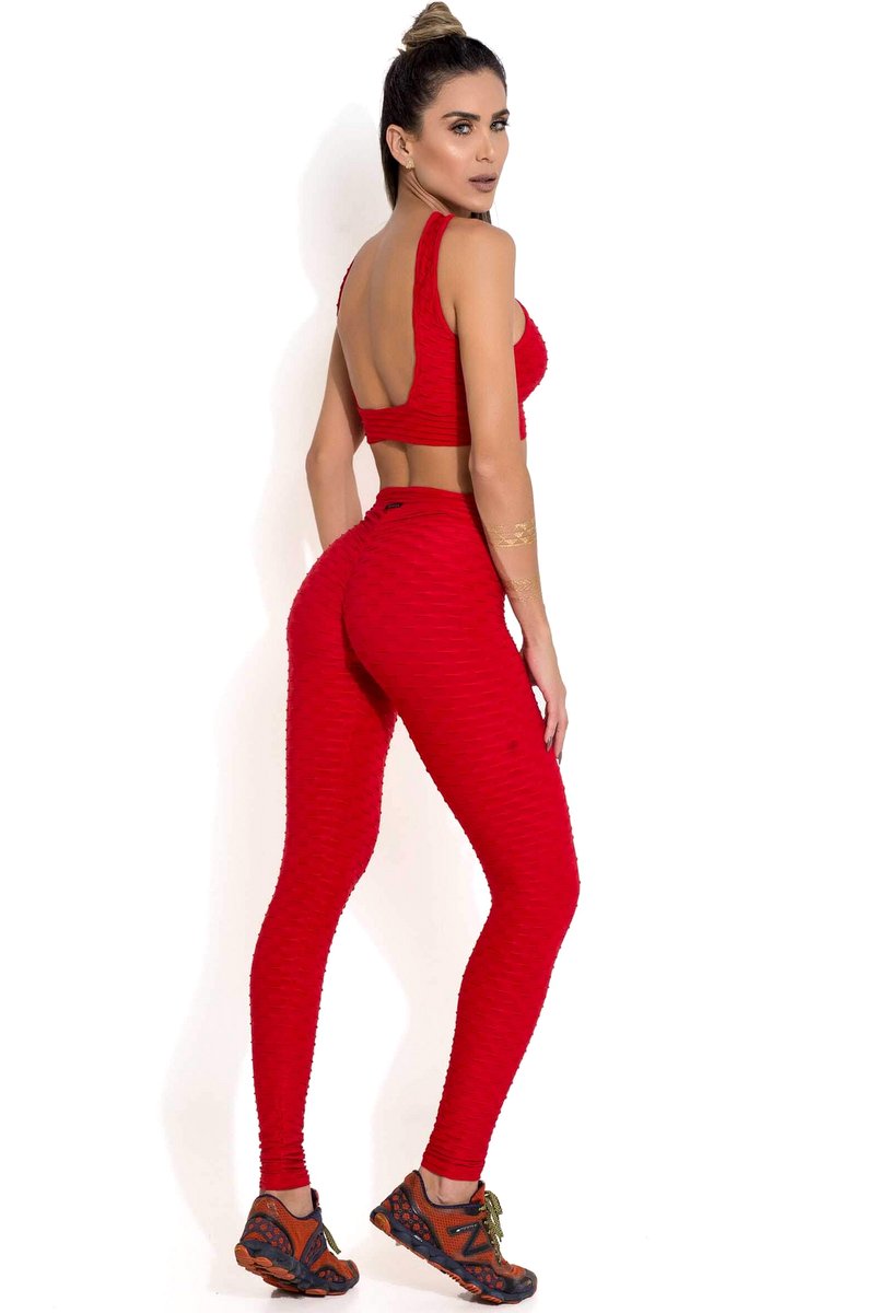 Canoan - Red Tropical Scrunch Legging Pants - 11004