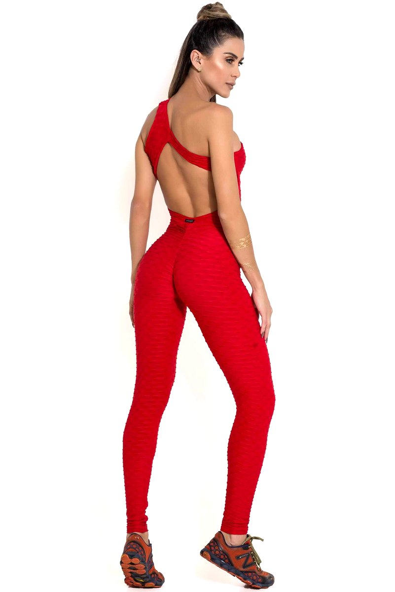 Canoan - Red Tropical Scrunch Jumpsuit - 26003