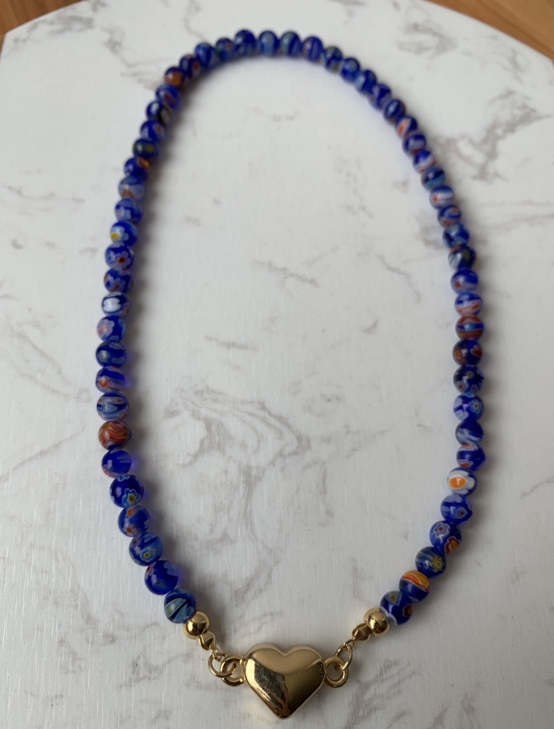 Mikabe - Choker Murano Flores Azul - MK096