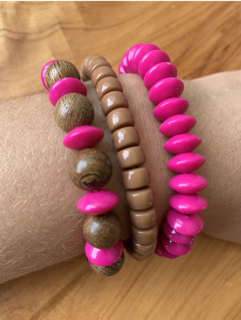 Mikabe - Mix pulseiras Wood Pink - Mk114