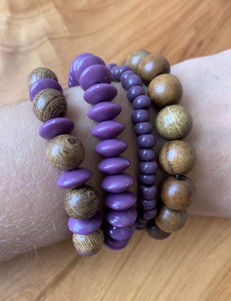 Mikabe - Mix pulseiras Wood Roxo - Mk115