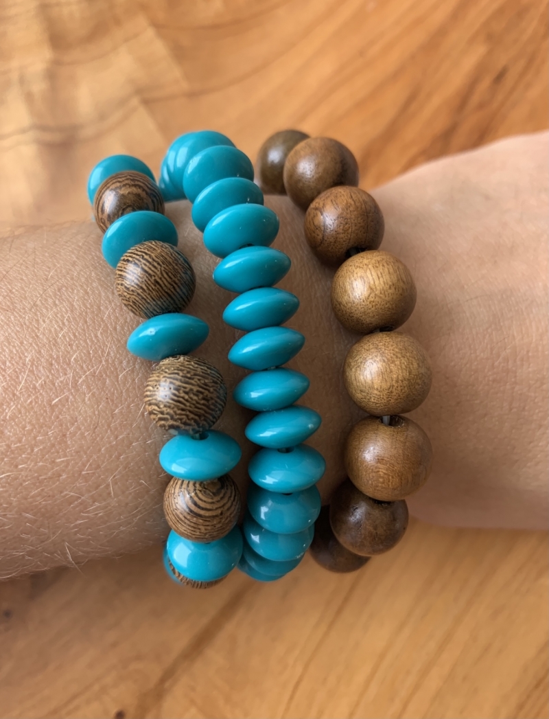 Mikabe - Mix pulseiras Wood Azul - Mk116