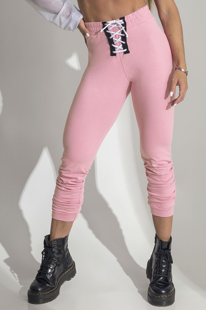 Hipkini - Bohemian Fitness Pants in Pink Sweatshirt with Waistband Detail - 3338620