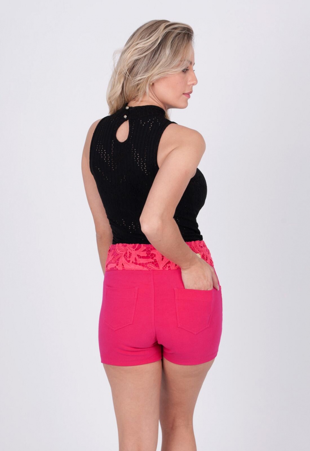 Limone - Shorts Limone Rendado Rosa - 10010294