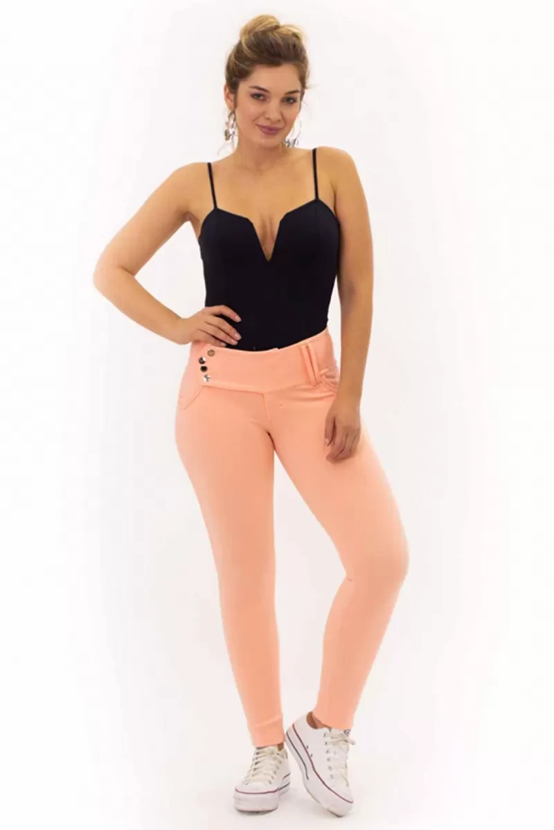 Miss Misses - Calça Miss Misses Skinny Cós Largo Salmão - 10010856