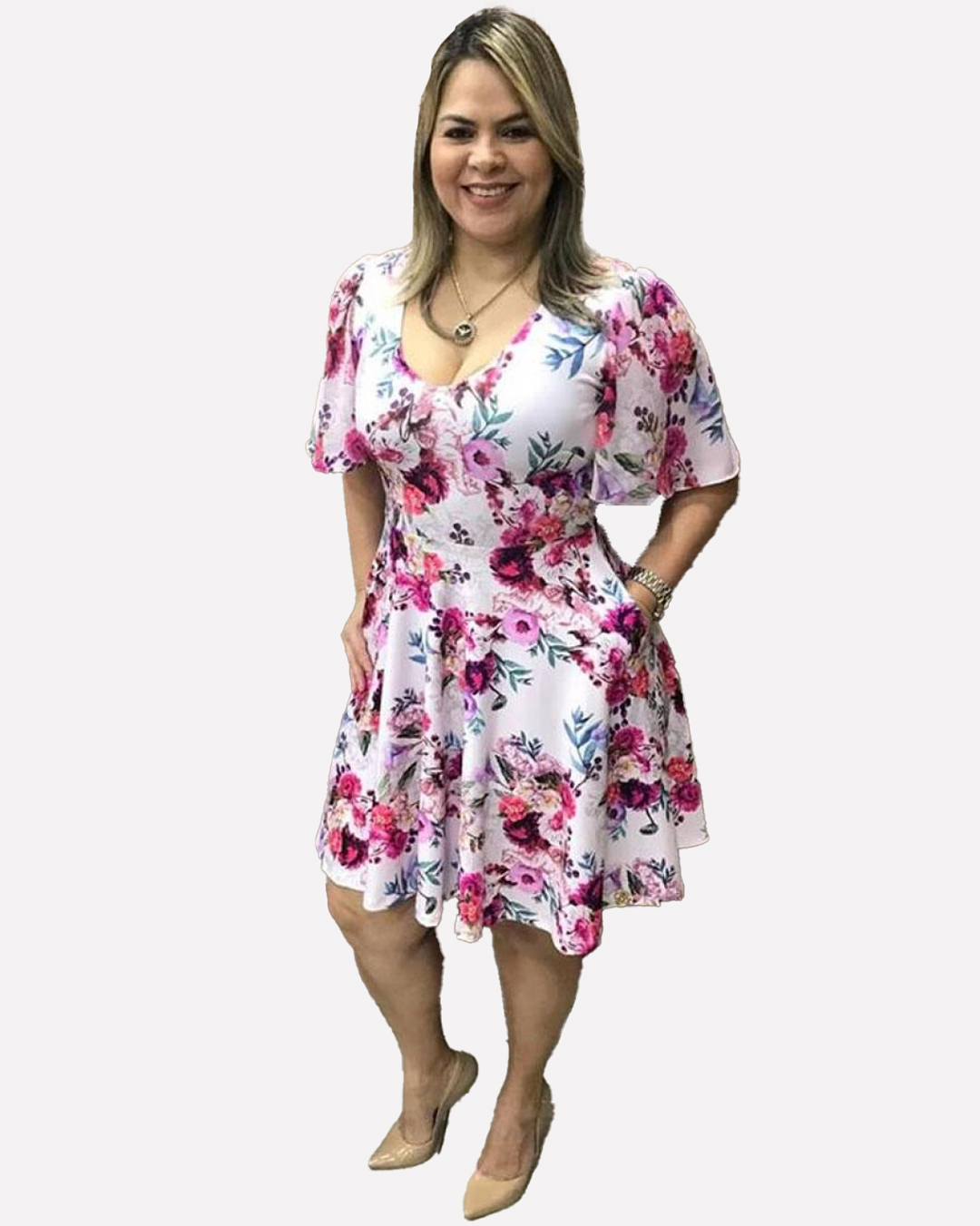 Miss Misses - Misses Misses Plus size Pink Print Dress - 10010174