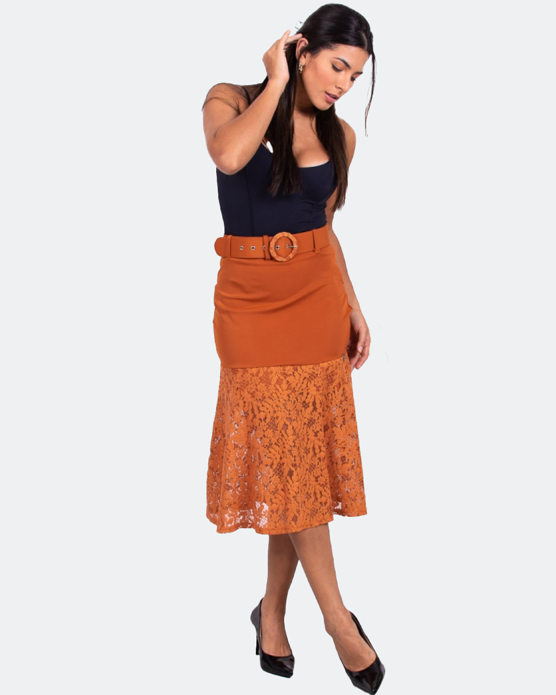 Miss Misses - Skirt Miss Misses Midi with Caramel lace - 90087134