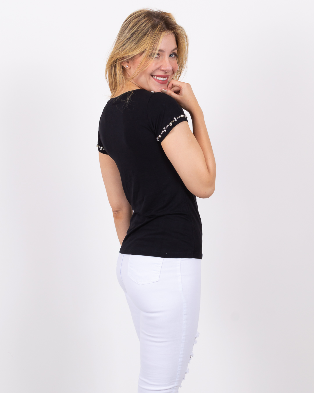 Limone - Blusa Limone com bordado Estampado Preto - 10012748