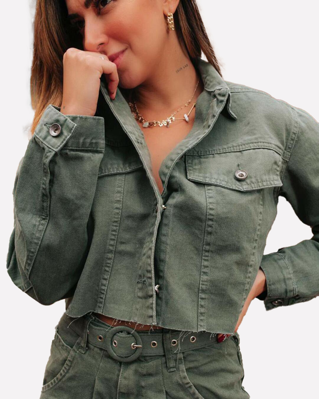 Alcance Jeans - Jacket Reach Cropped Jeans Green - 1002565