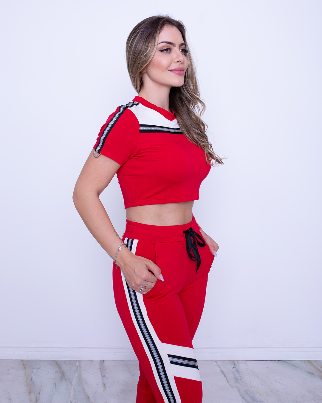 Miss Misses - Fitness Set Top and Misses Misses Pants and Red/Offwhite pants - 10007177
