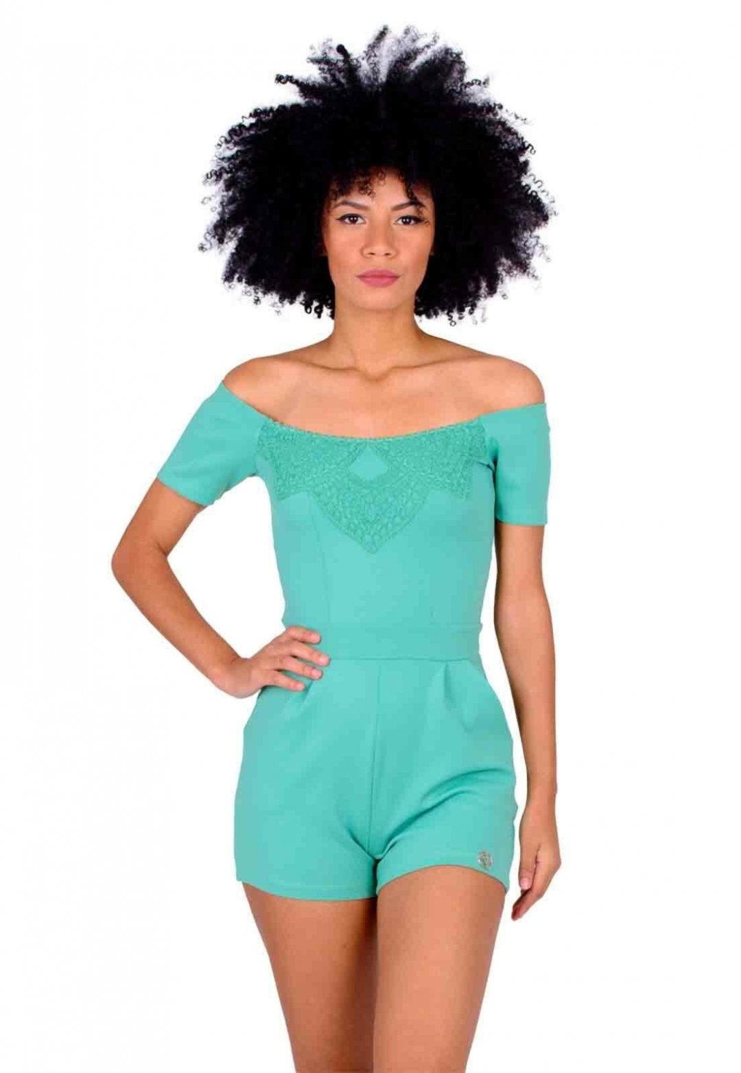 Miss Misses - Romper Miss Misses Shoulder to Shoulder with Green Guipure - 90005023