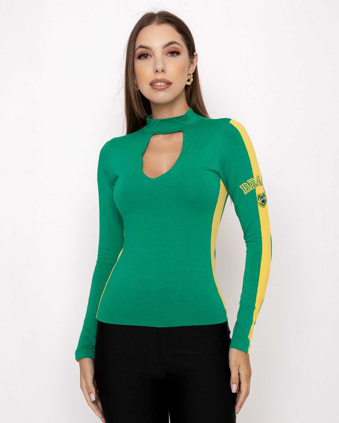Dress Us - Blusa INX Brasil gola v Verde - 10009826