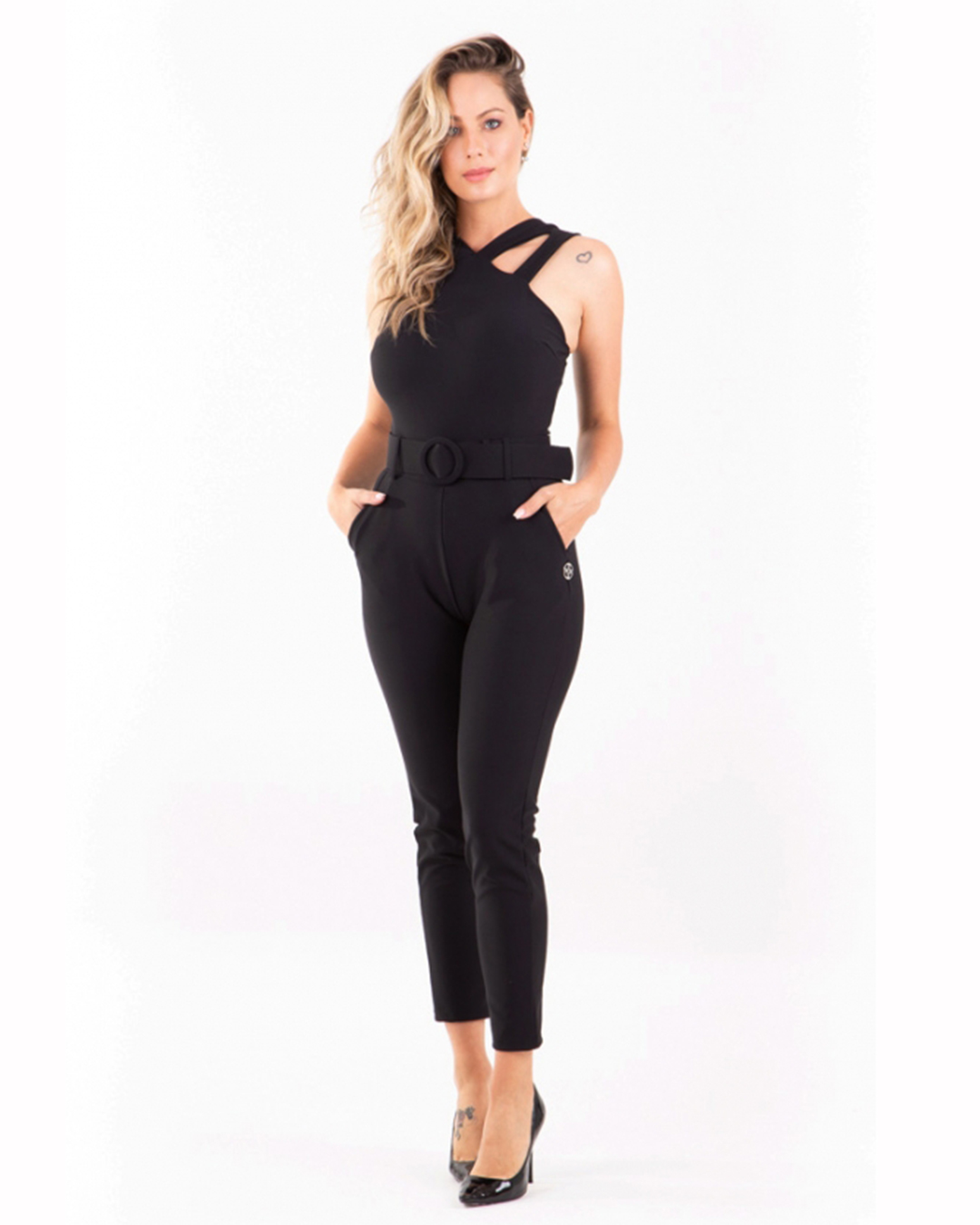 Miss Misses - Jumpsuit Miss Misses Back Zipper Pocket Black - 10011048