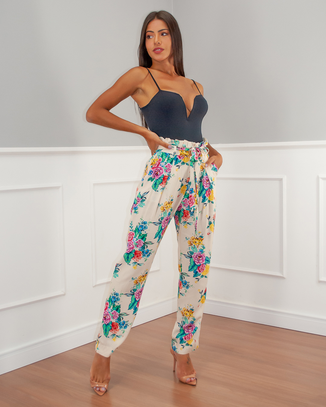 Limone - Calça Limone com amarração Estampado Nude - 10007004