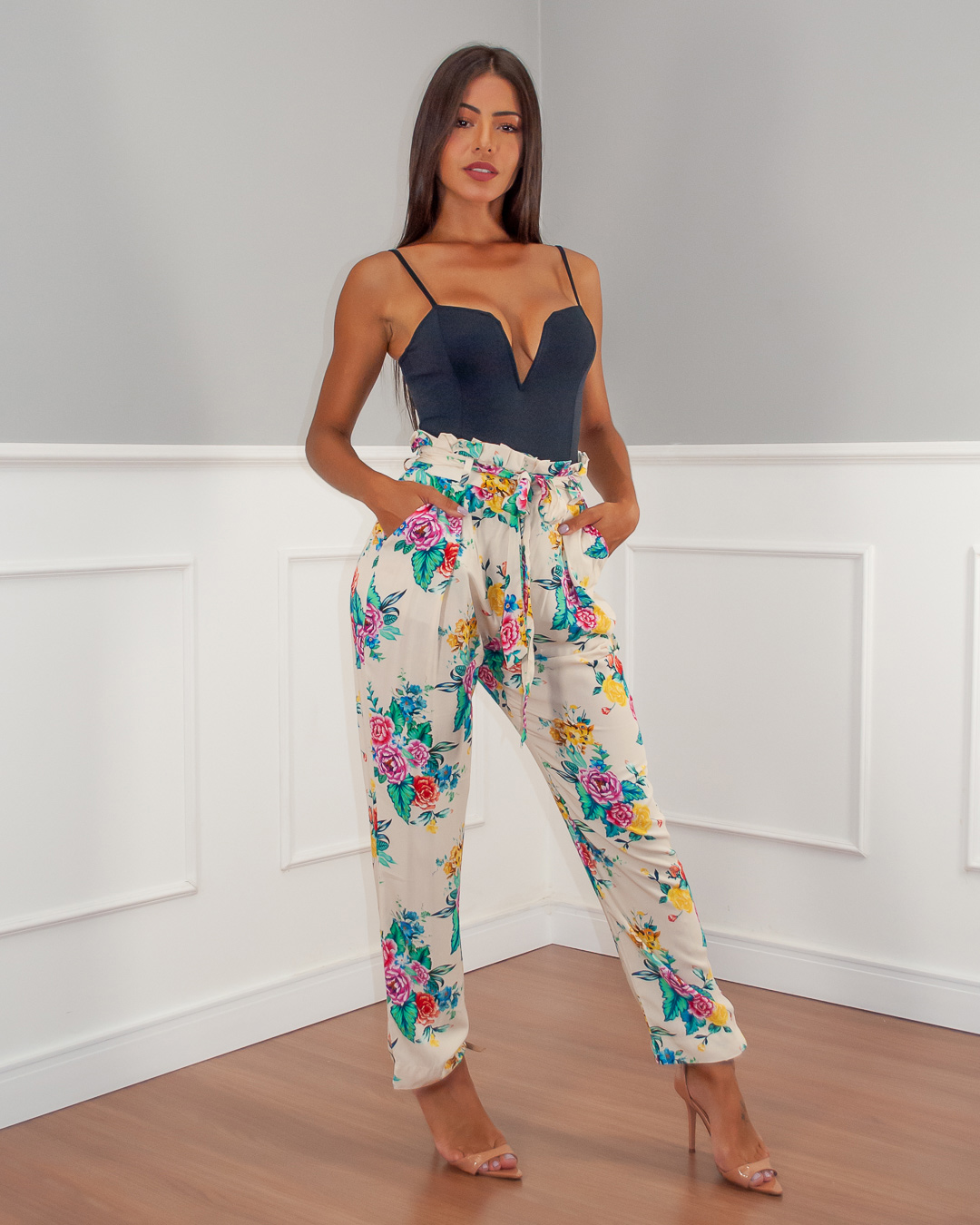 Limone - Calça Limone com amarração Estampado Nude - 10007004