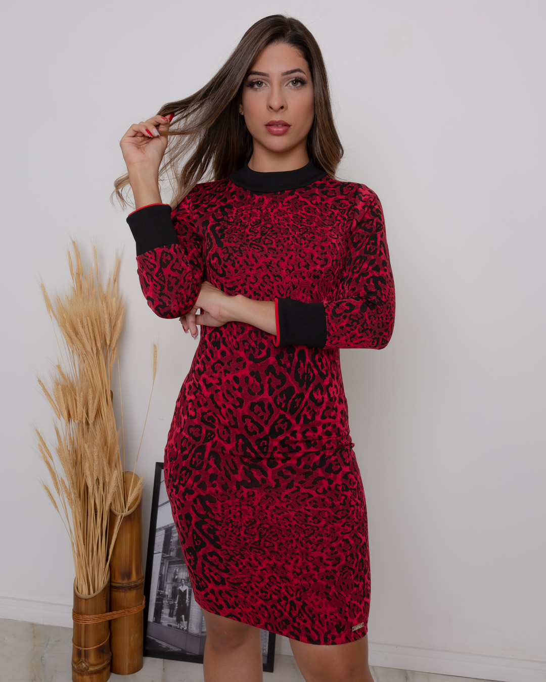 Limone - Dress Limone Midi Long Sleeve Red Jaguar - 10003110