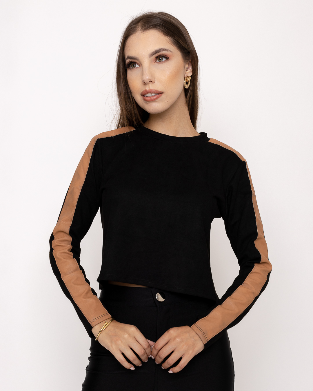 Limone - Blusa Limone com courinho Preto 010-01 - 10009945