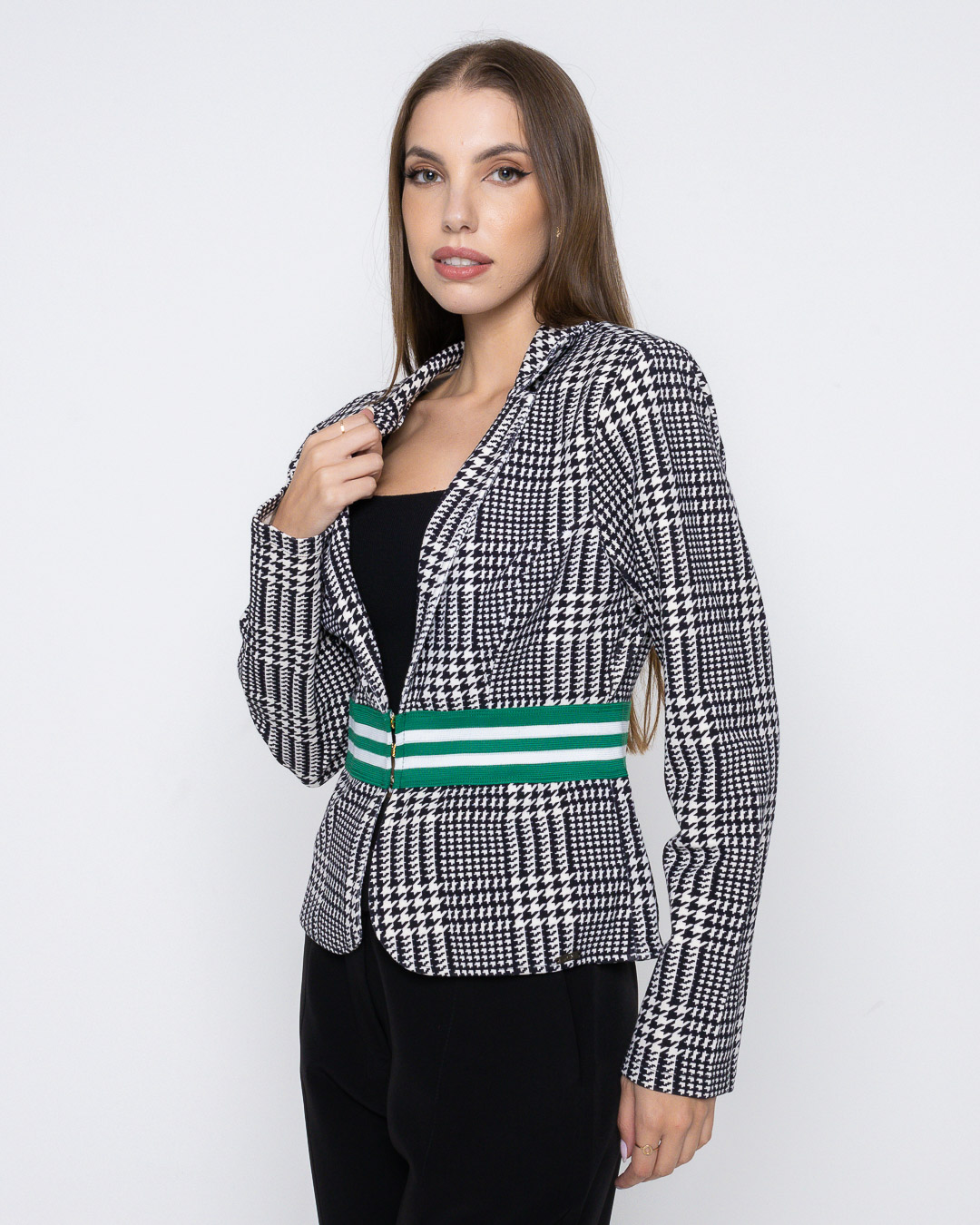 Limone - Blazer Limone com fecho xadrez Branco/Preto - 10007371