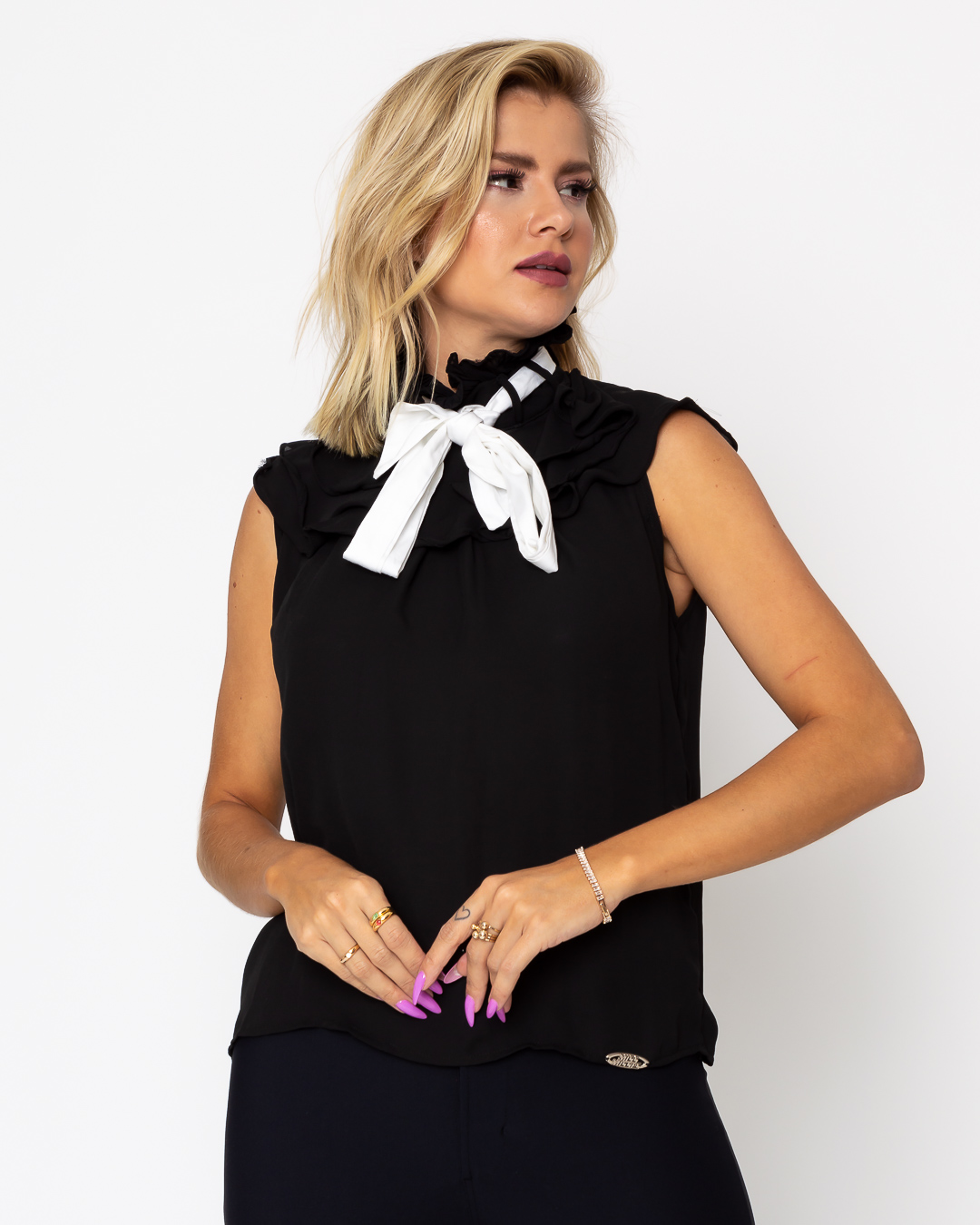 Miss Misses - Shirt Miss Misses Black pleated collar - 10009506