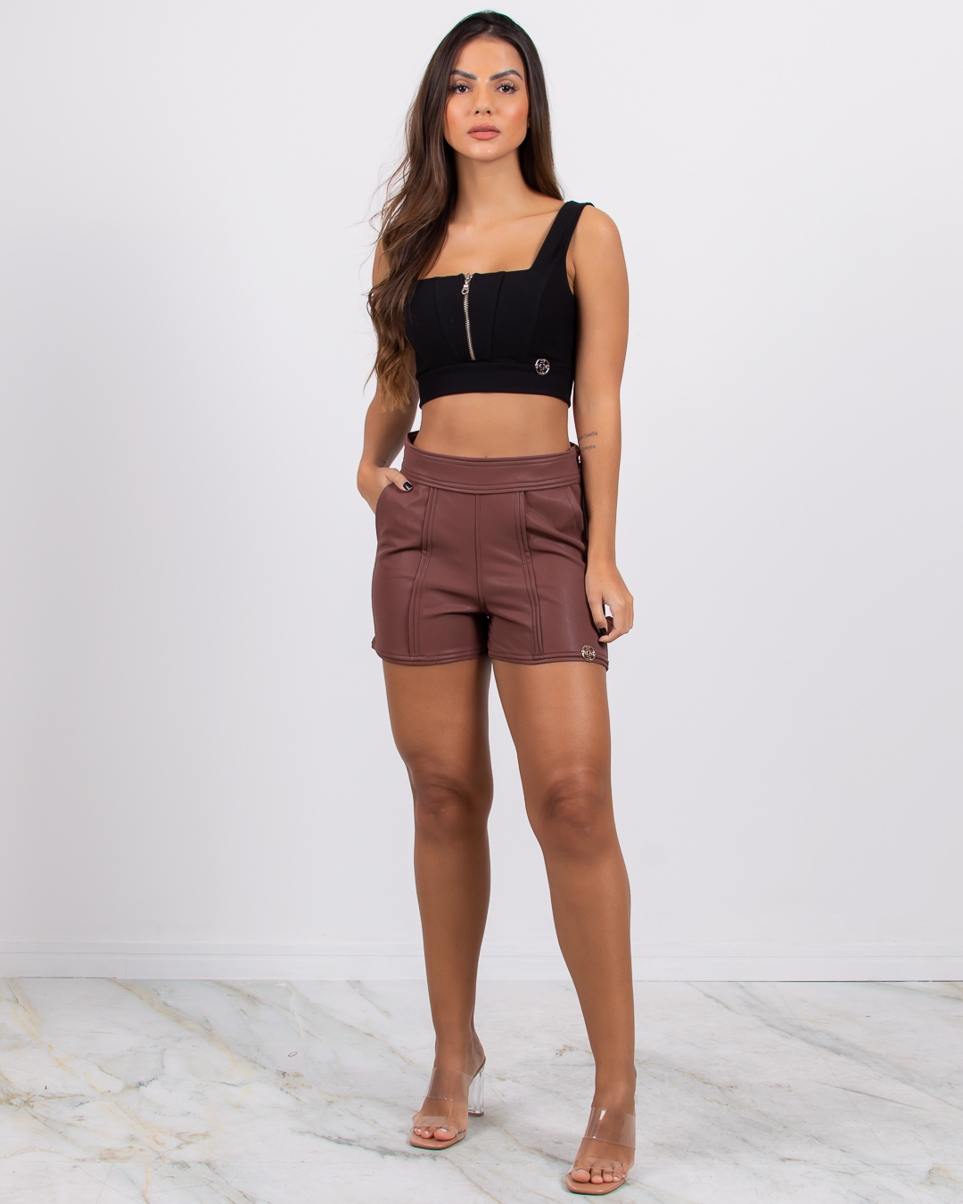 Miss Misses - Short Miss Misses Suede Leather with Brown Beading - 18301231