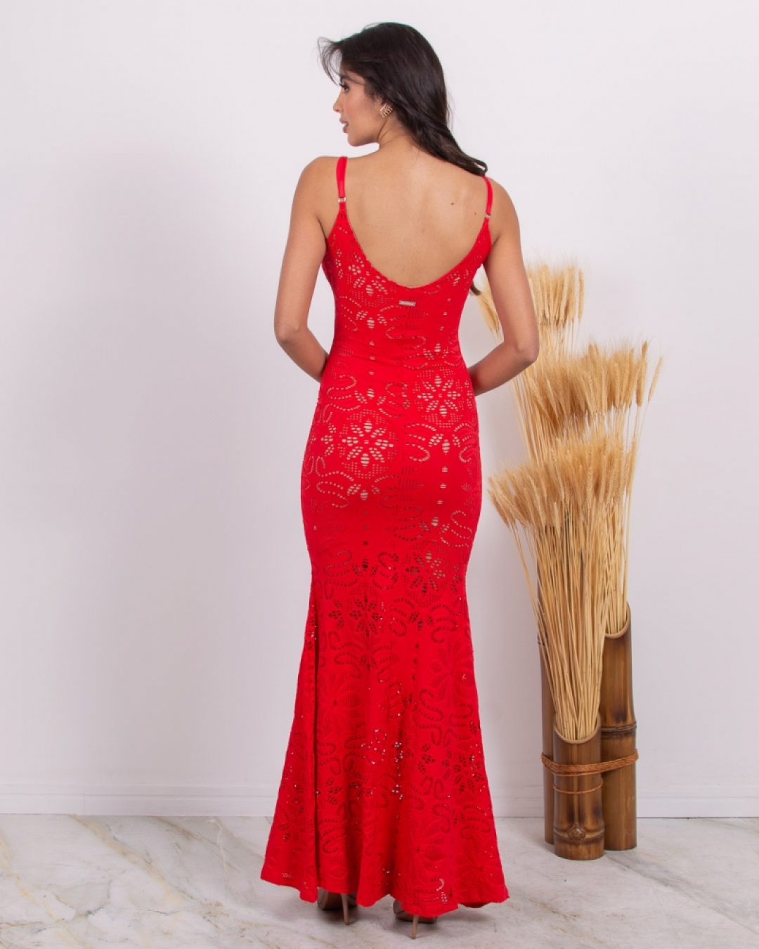 Limone - Dress Limone Red Lace Fashions - 10004524