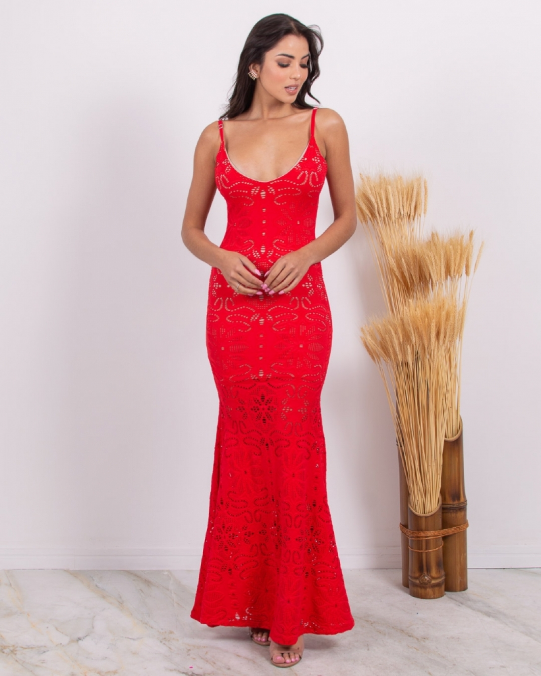 Limone - Dress Limone Red Lace Fashions - 10004524