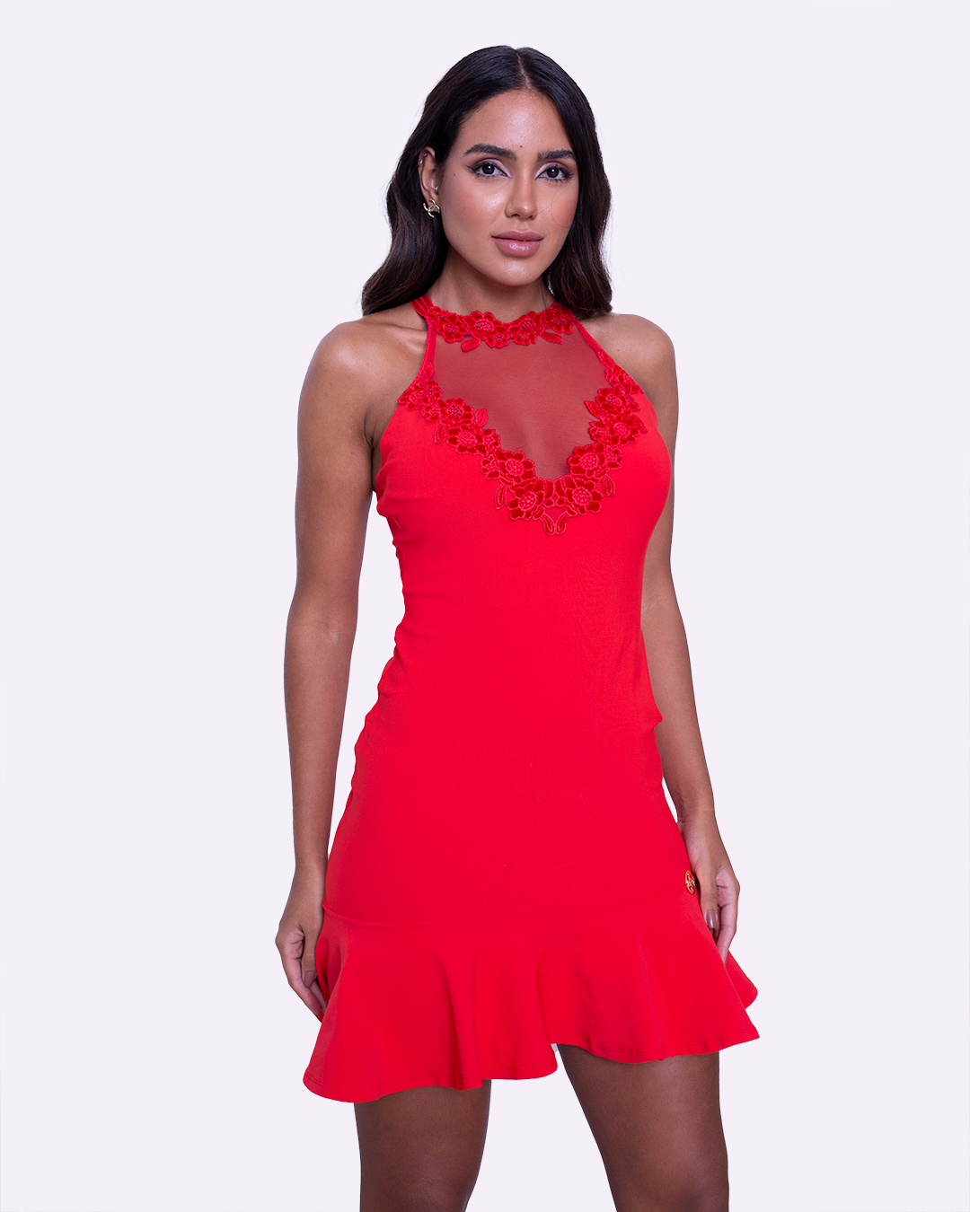 Miss Misses - Misses Peplum Flute Red Dress - 10005197