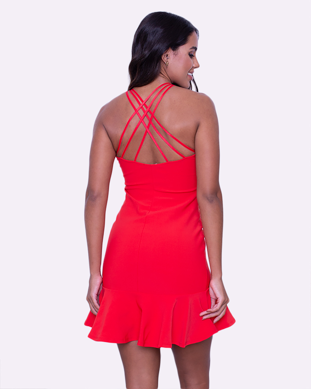 Miss Misses - Misses Peplum Flute Red Dress - 10005197