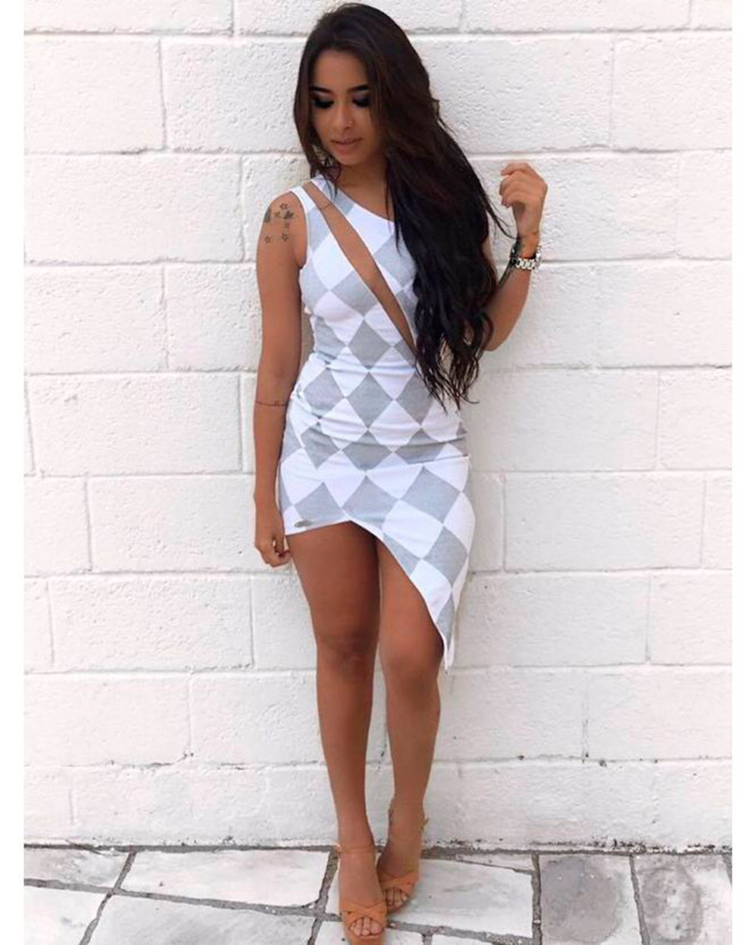 Miss Misses - Misses Misses 1-Shoulder Dress White/Silver - 10005389