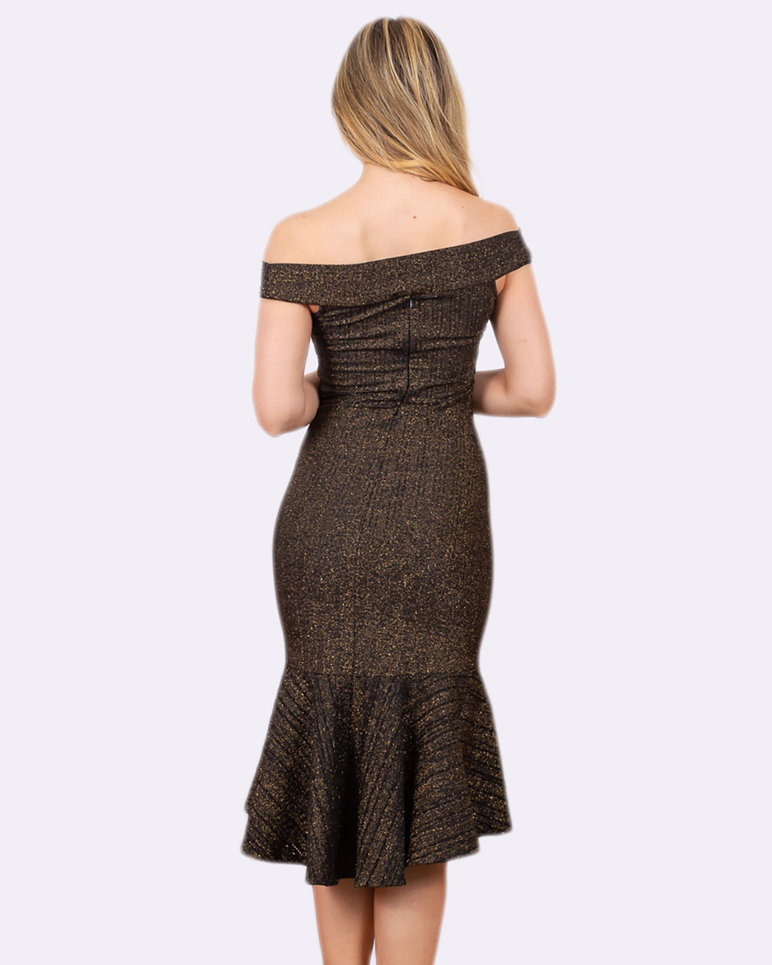 Miss Misses - Vestido Miss Misses traspassado frente Preto/Dourado - 10006432