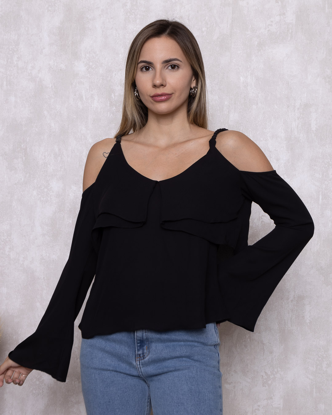 Cashier - Shirt Cashier with Frill Black 11435 - 10007600