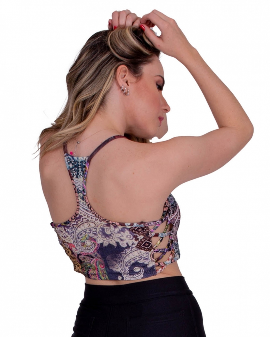 Miss Misses - Cropped Miss Misses vazado lateral Estampado Preto - 10009144