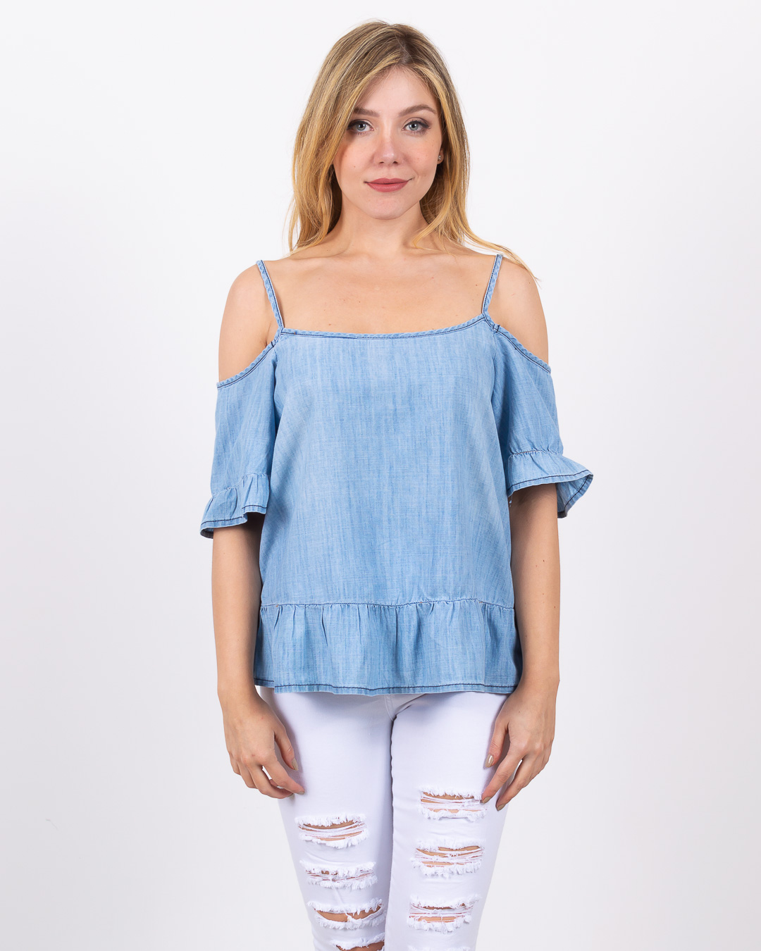 Lady Rock - Cropped Lady Rock shoulder to shoulder Light Blue - 10007918