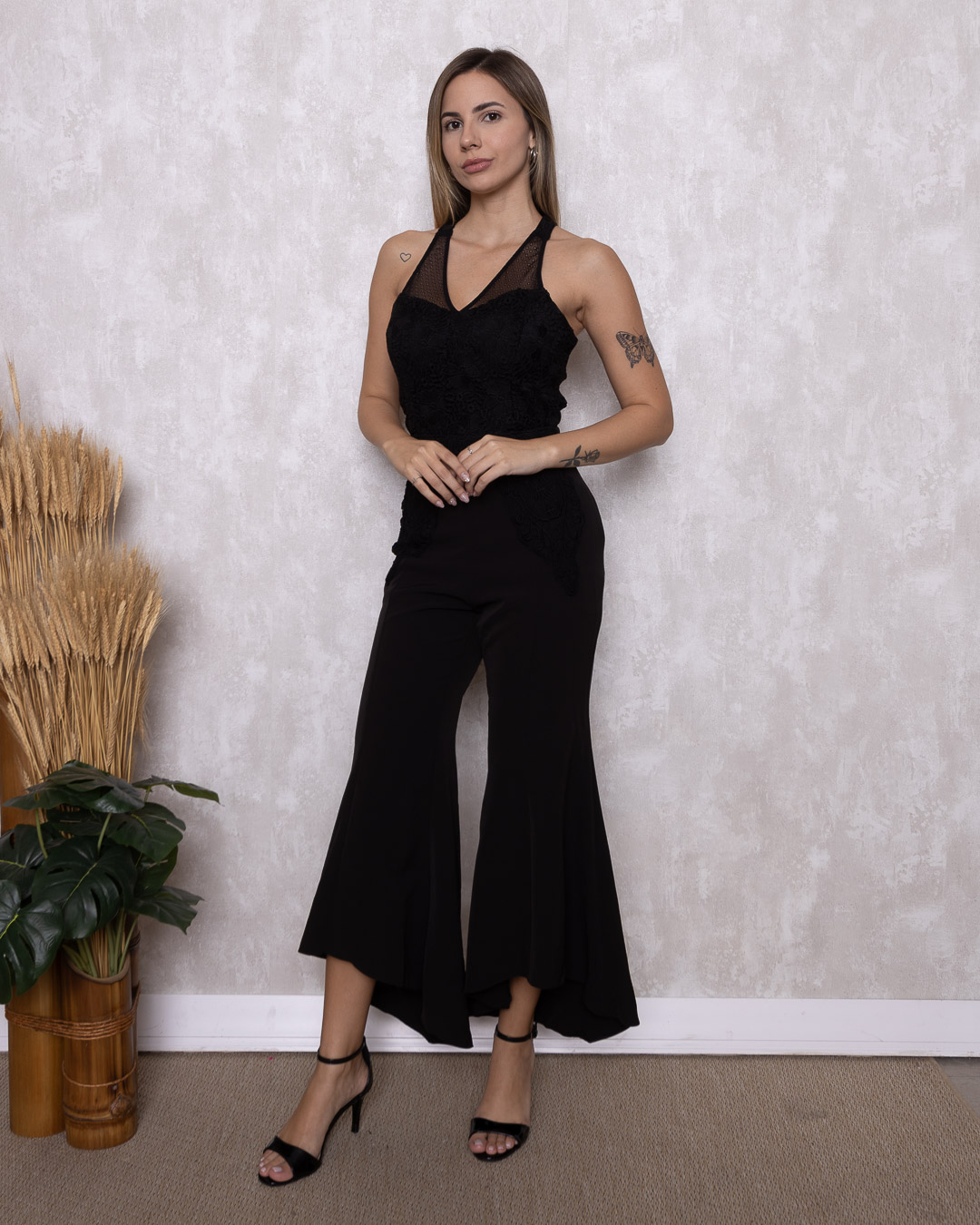 Karmani - Jumpsuit Karmani guipir hem detail Black - 1003340