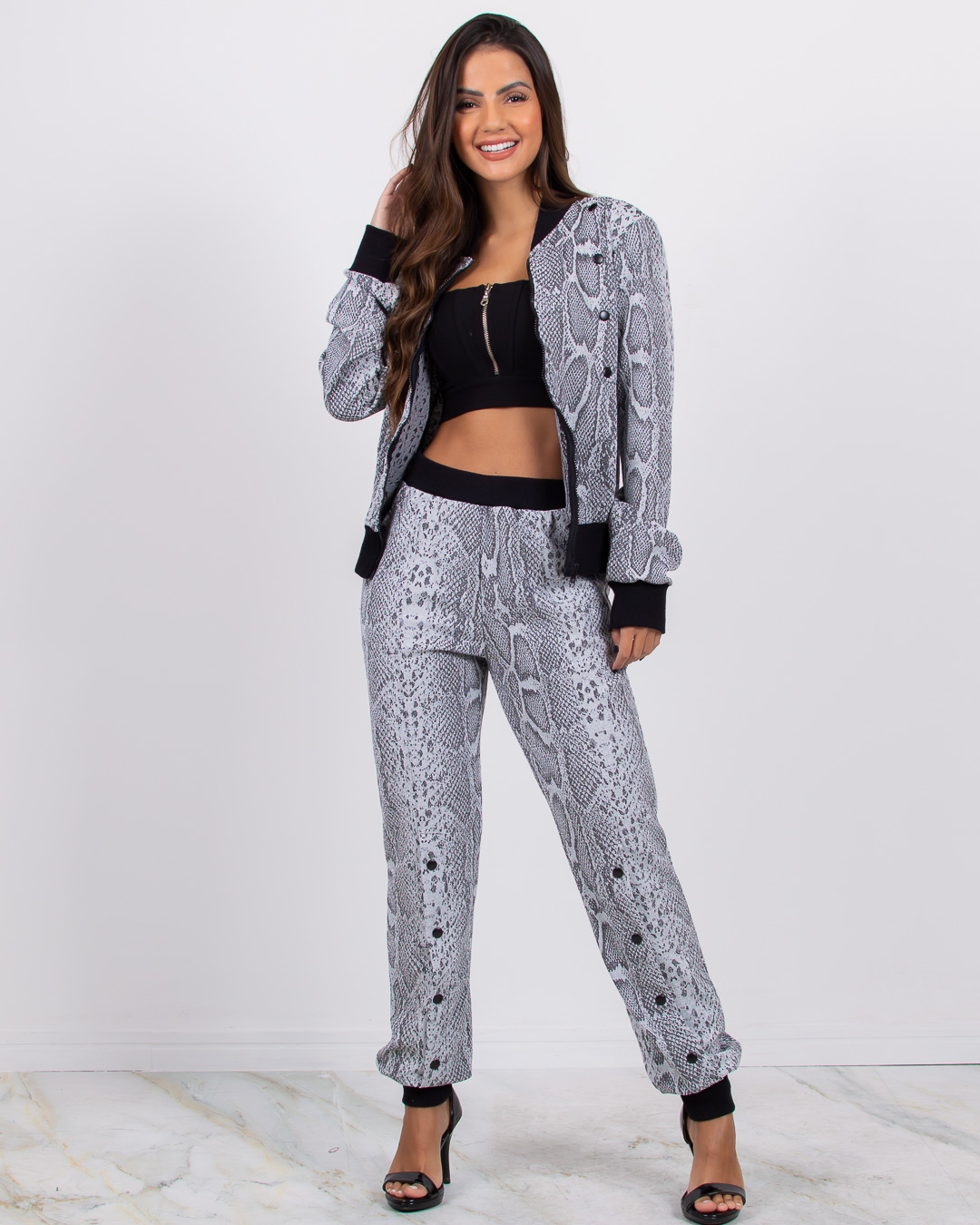 Miss Misses - Fitness Set Top and Pants Miss Misses Lurex with Silver Rib Detail - 50067148