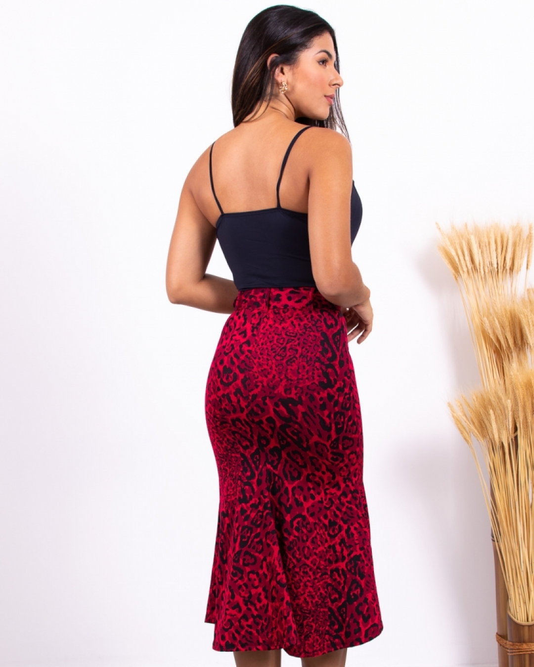 Miss Misses - Saia Miss Misses Midi com Cinto Vermelho - 18045029