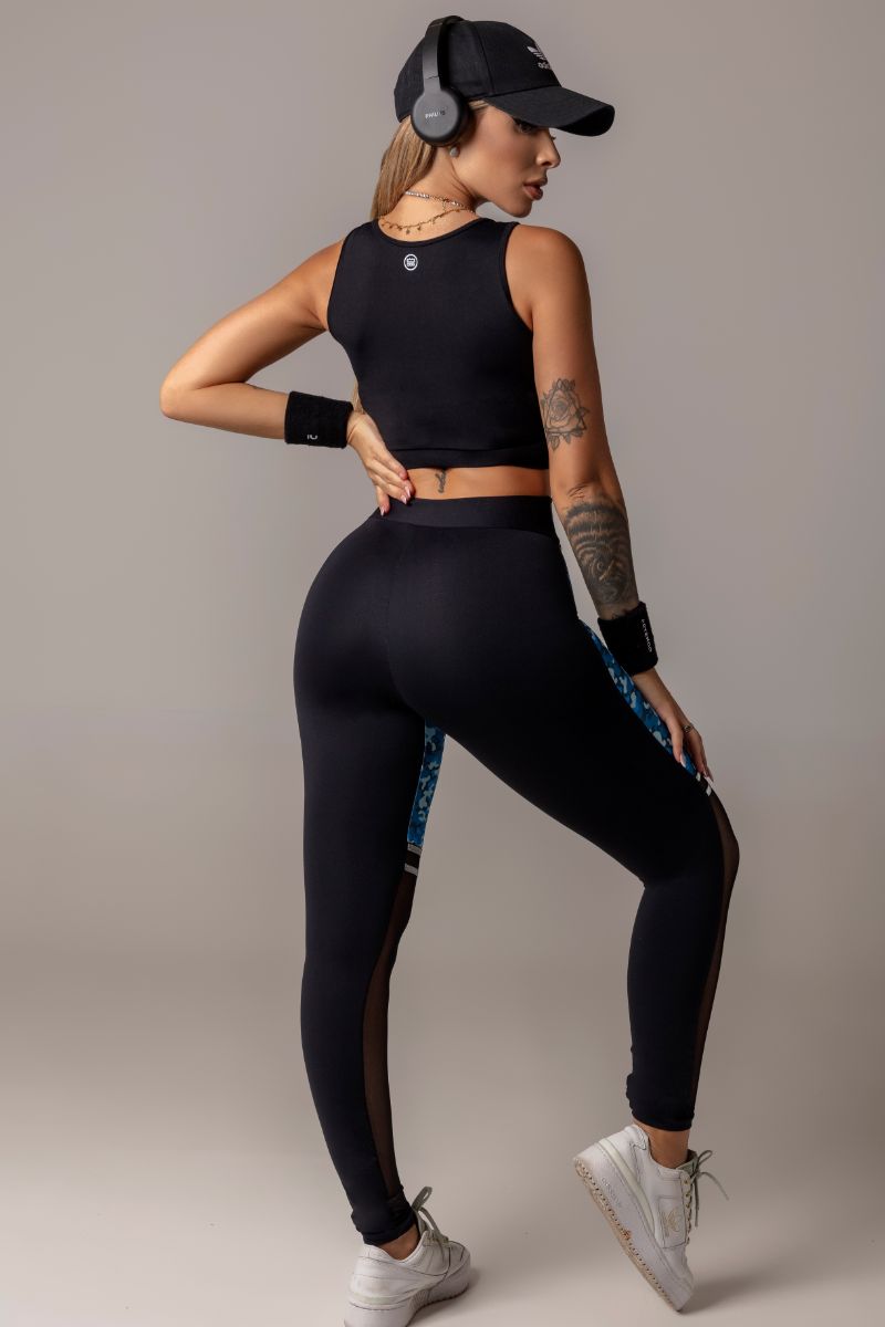 Hipkini - Legging Sports Fitness Estampa Militar e Tule - 3338858