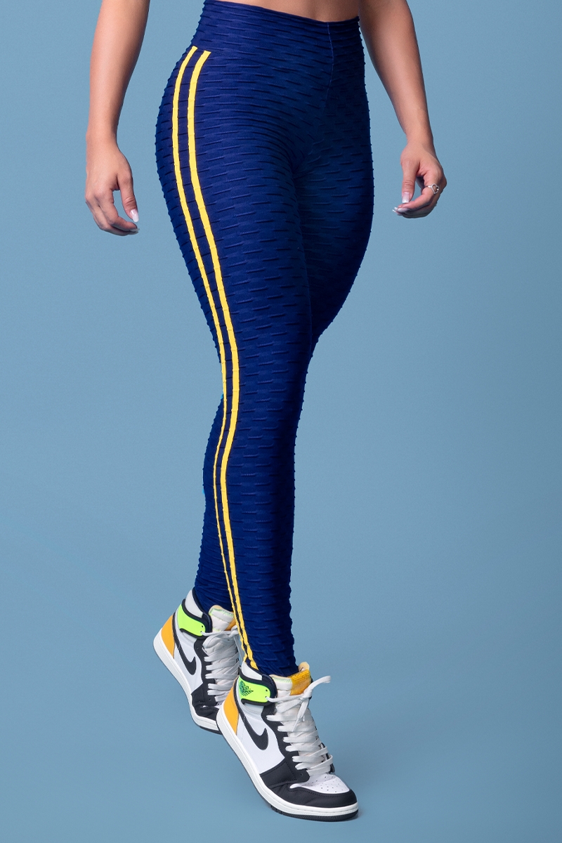 Canoan - Pants Legging Tex Stripes Navy Blue and Yellow - 11600