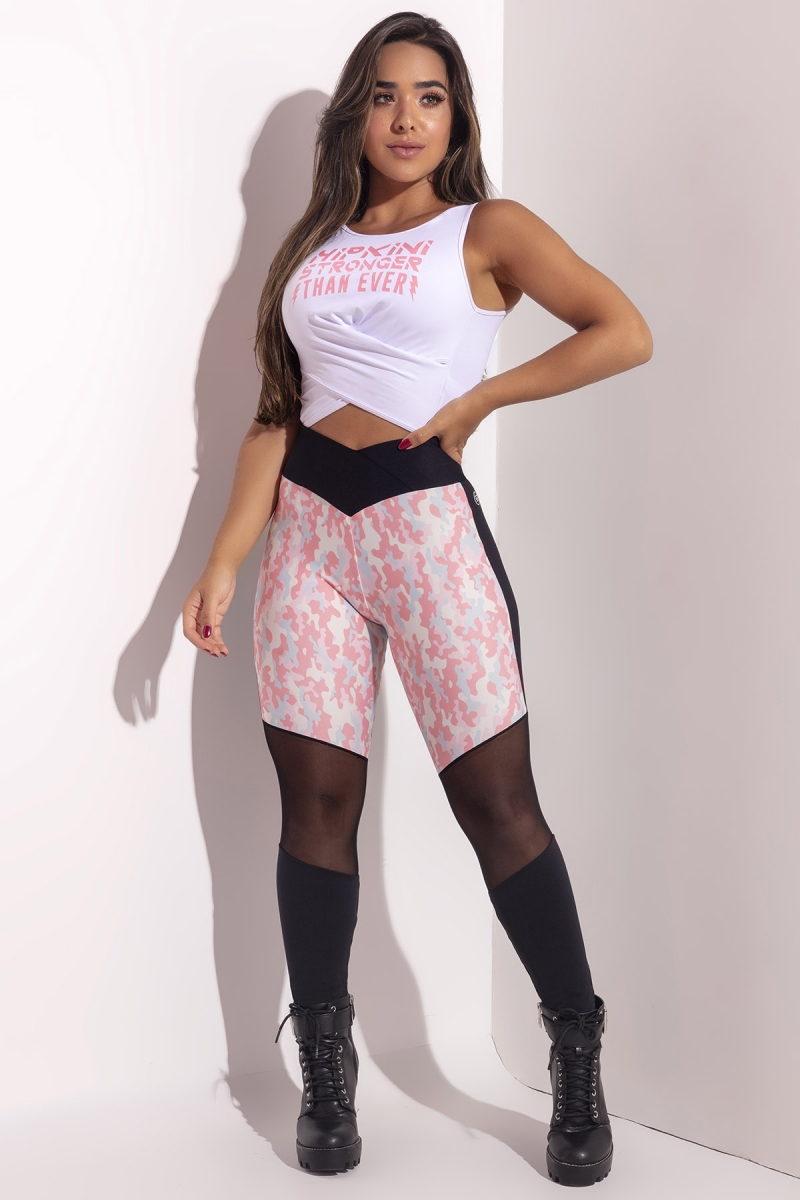 Hipkini - Legging Shine Fitness Preta com Estampa na Frente - 3339105