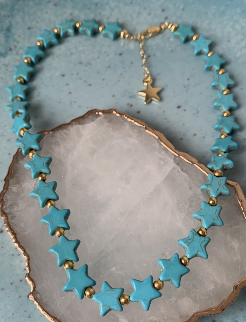 Mikabe - Necklace Stars Howlite Turquoise - MK668