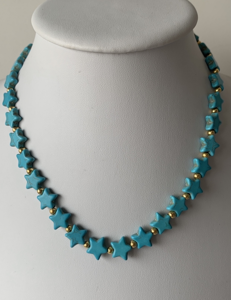 Mikabe - Necklace Stars Howlite Turquoise - MK668