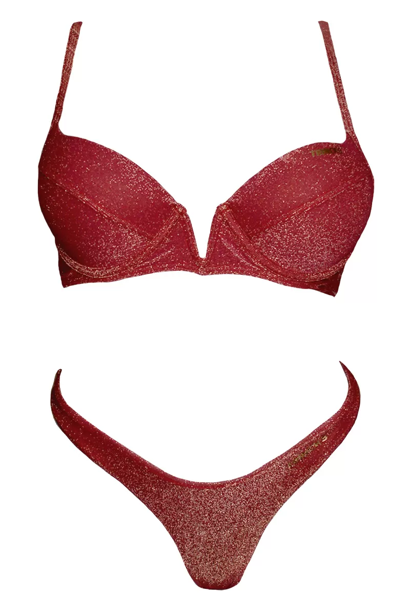 Trincks Beachwear - Bikini Trincks V Rim Lurex Burgundy - BQ111 Trincks Beachwear - Bikini Trincks V Rim Lurex Burgundy - BQ111