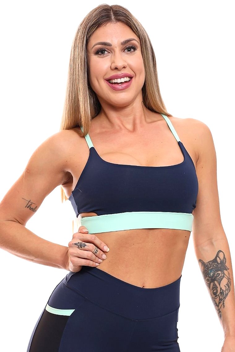 Garotafit - Top Deli Navy Blue with Mint Green - TOB66LMHC