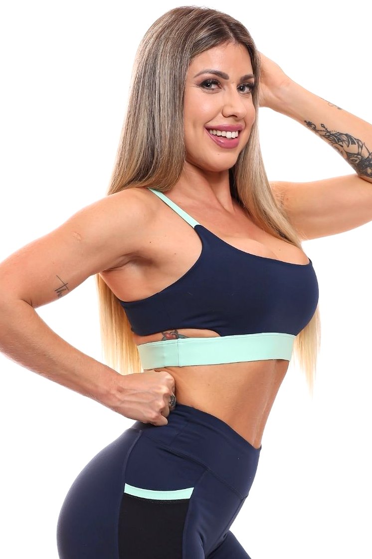 Garotafit - Top Deli Navy Blue with Mint Green - TOB66LMHC