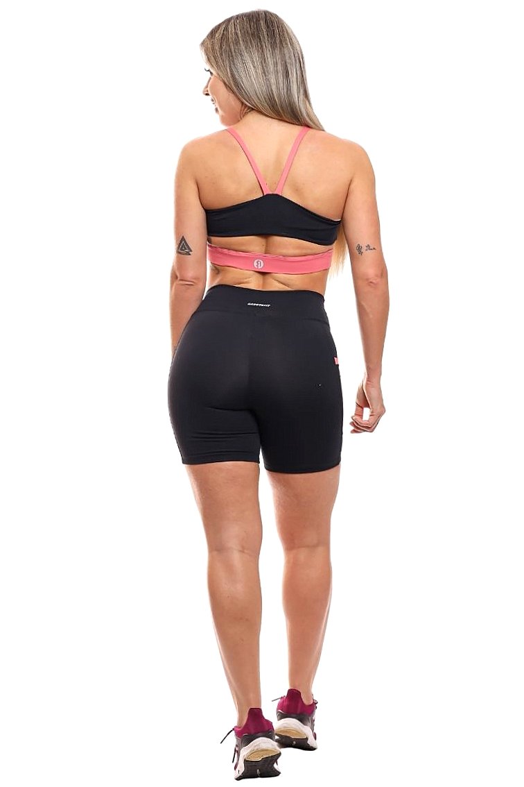 Garotafit - Bermuda Deli Preto com Coral - SH500A