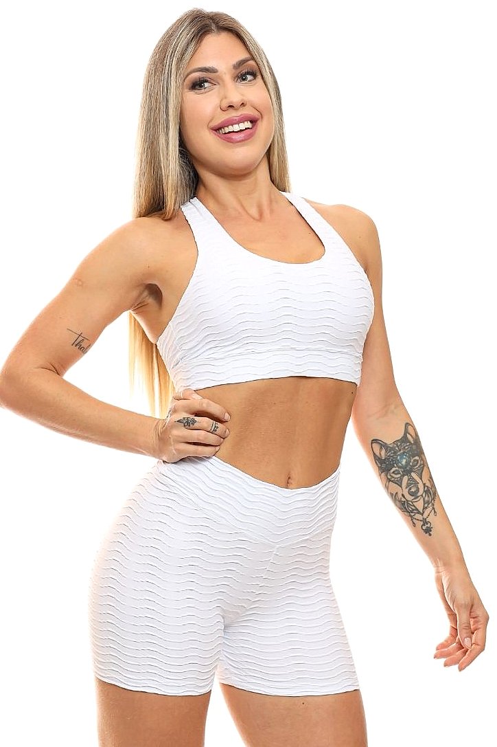 Garotafit - Fitness Set Top and Pants Durbe White - SCJ32B